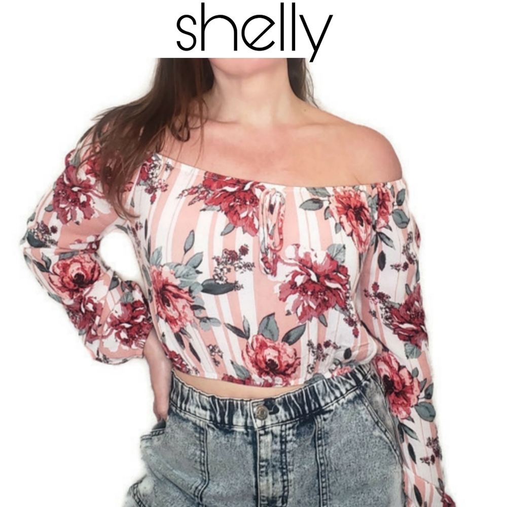 4/$25 🥂 Shelly Off Shoulder Floral Top
